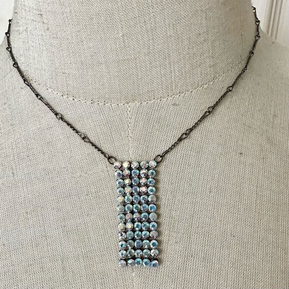 Bellagio rhinestone rectangular pendant necklace